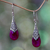 Chalcedony dangle earrings, 'Puncak Jaya in Pink' - Deep Pink Chalcedony and Silver Dangle Earrings from Bali thumbail