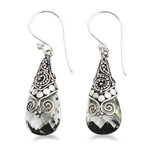 Prasiolite dangle earrings, 'Drop of Nature' - Balinese Style Prasiolite and Silver Dangle Earrings