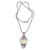 Amethyst and bone pendant necklace, 'Candra Kirana' - Carved Bone and Amethyst Necklace from Bali thumbail