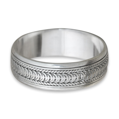 Sterling silver meditation spinner ring, 'Infinity Path' - Sterling Silver Meditation Spinner Band Ring