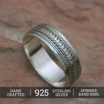 Sterling silver meditation spinner ring, 'Infinity Path' - Sterling Silver Meditation Spinner Band Ring
