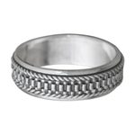 Men's sterling silver meditation spinner ring, 'Odyssey' - Men's Textured Sterling Silver Meditation Ring