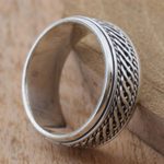 Sterling silver meditation spinner ring, 'Speed' - Handcrafted Sterling Silver Meditation Spinner Ring