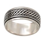 Sterling silver meditation spinner ring, 'Speed' - Handcrafted Sterling Silver Meditation Spinner Ring