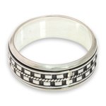 Men's sterling silver meditation spinner ring, 'Long Journey' - Hand Crafted Sterling Silver Spinner Meditation Ring for Men