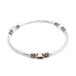 Peridot bangle bracelet, 'Harmony of Three' (large) - Peridot and Silver 925 Bangle Bracelet (large)