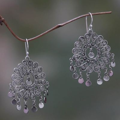 Sterling silver chandelier earrings, 'Tamiang' - Thai Artisan Crafted Sterling Silver Chandelier Earrings
