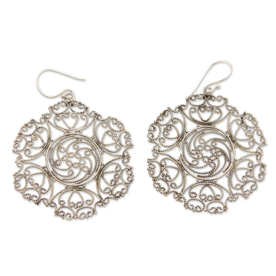 Lacy Sterling Silver Dangle Earrings from Indonesia