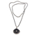 Cultured pearl pendant necklace, 'Sea Treasure in Black' - Fair Trade Black Pearl Seashell Pendant Necklace