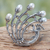 Cultured freshwater pearl brooch pin, 'Resplendent Peacock' - Sterling Silver Peacock Brooch Pin with Cultured Pearls (image 2) thumbail