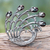 Cultured freshwater pearl brooch pin, 'Magnificent Peacock' - Peacock Brooch Pin in Sterling Silver with Black Pearls (image 2) thumbail