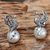 Cultured pearl drop earrings, 'Moon Swan' - Swan Motif Cultured Pearl and Silver Drop Earrings (image 2) thumbail