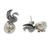 Cultured pearl drop earrings, 'Moon Swan' - Swan Motif Cultured Pearl and Silver Drop Earrings (image 2b) thumbail