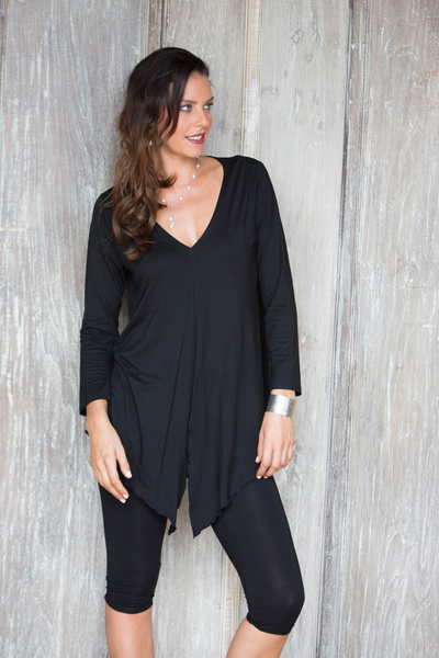 long sleeve black tunic top