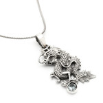 Men's blue topaz necklace, 'Dragon's Ball' - Men's Jewelry Sterling Silver and Blue Topaz Necklace