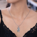 Men's blue topaz necklace, 'Dragon's Ball' - Men's Jewelry Sterling Silver and Blue Topaz Necklace