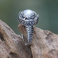 Featured review for Gold accent cultured pearl ring, Kuta Moon