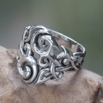 Men's sterling silver ring, 'Garden Labyrinth' - Sterling Silver Men's Ring Handmade in Bali