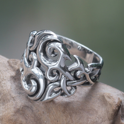 Men's sterling silver ring, 'Garden Labyrinth' - Sterling Silver Men's Ring Handmade in Bali
