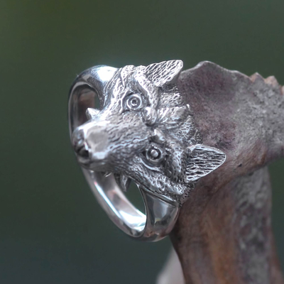 Fox ring,Handmade ring Oxidized Men Fox Ring,Animal Jewelry Signet Fox Men's Rings Handmade Men Accessory Gift Rings Men Silver Fox Ring