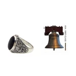 Men's onyx ring, 'Black Om Kara' - Handcrafted Onyx and Sterling Silver Om Ring for Men