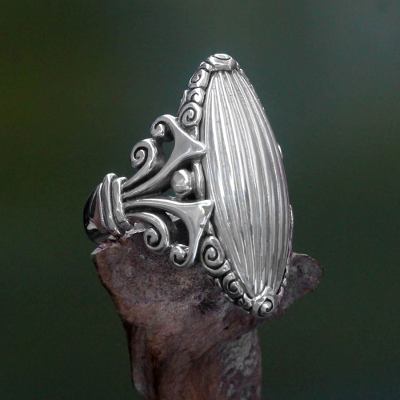 Anillo de cóctel de plata de ley, 'Matahati' - Anillo de cóctel de plata de ley 925 de diseño artesanal original