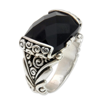 Women's Fair Trade Black Onyx and Sterling Silver Ring - Altar | NOVICA