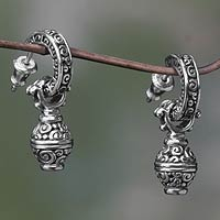 Sterling silver dangle earrings, 'Petit Monde' - Artisan Crafted Sterling Silver Dangle Earrings