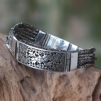 Artisan Crafted Sterling Silver Balinese Wristband Bracelet - Borobudur ...