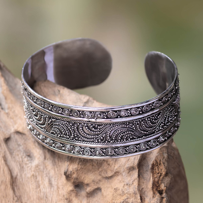 Sterling silver cuff bracelet, Dancing Waves