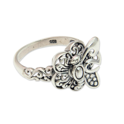 Sterling silver ring, 'Baby Butterfly' - Fair Trade Sterling Silver Women's Butterfly Ring
