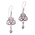 Amethyst dangle earrings, 'Three Petals' - Fair Trade Silver Flower Earrings with Genuine Amethyst