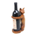 Wood bottle holder, 'Wine-Loving Cat' - Hand Carved Wooden Cat Wine Bottle Holder (image 2b) thumbail
