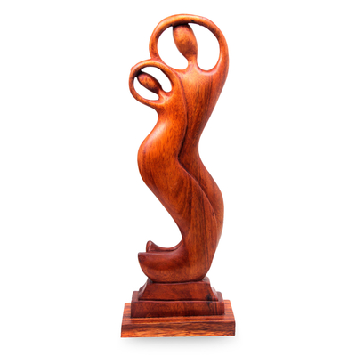Escultura de madera - Estatuilla artesanal de madera tallada a mano de bailarines de Bali