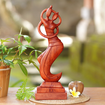 Escultura de madera - Escultura de madera hecha a mano original de pareja de baile