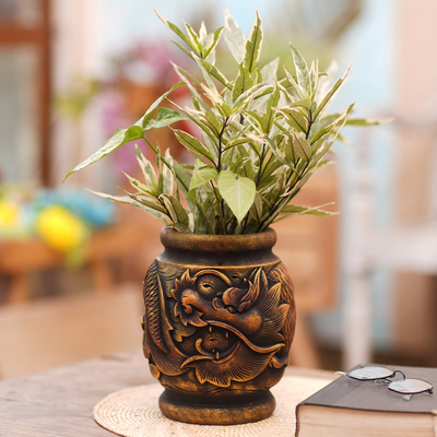 Mahogany decorative vase, Fierce Anantaboga