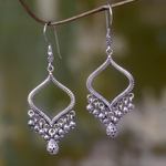 Sterling silver chandelier earrings, 'Ancient Chimes' - Artisan Crafted Silver Chandelier Earrings from Bali