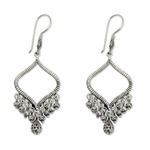 Sterling silver chandelier earrings, 'Ancient Chimes' - Artisan Crafted Silver Chandelier Earrings from Bali
