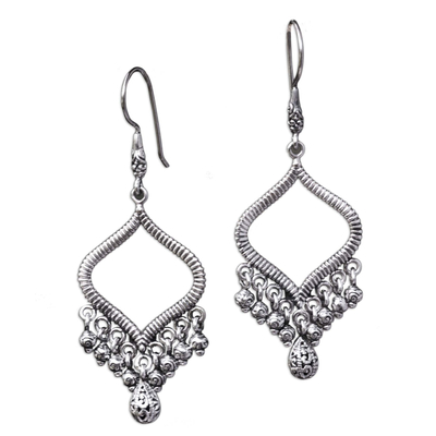 Sterling silver chandelier earrings, 'Ancient Chimes' - Artisan Crafted Silver Chandelier Earrings from Bali