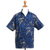 Men's cotton batik shirt, 'Indigo Birds' - Fair Trade Mens 100% Cotton Hand Crafted Short Sleeve Casual (image 2a) thumbail