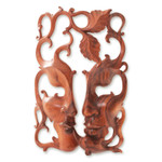 Wood mask, 'Three Good Relationships' - Handcrafted Wood Decor Wall Mask from Bali