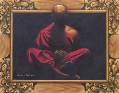 Original Acrylic Painting of Buddhist Monk in Meditation - Meditation ...