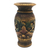 Decorative wood vase, 'Mystic Garden' - Decorative Hand Carved Wood Vase with Floral Motif