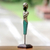 Wood sculpture on stand, 'Dadong' - Antiqued Wood Grandmother Figurine Sculpture on Stand thumbail