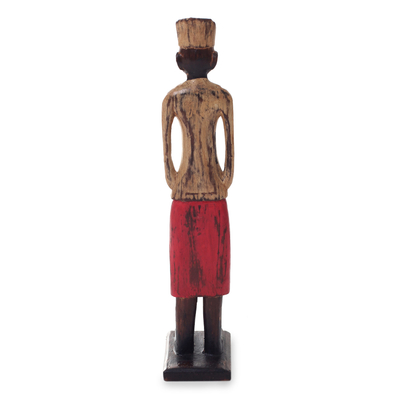 Escultura de madera - Figura masculina indonesia de madera tallada a mano de Bali