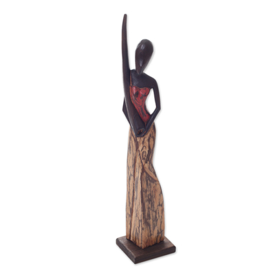 Handcrafted Artisan Sculpture of Woman with Didgeridoo