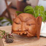 Wood wall sculpture, 'Okokan' - Unique Hand Carved Wood Balinese Folk Art Cowbell