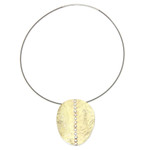 Mixed metal pendant necklace, 'Sunset On Sea' - Artisan Crafted Modern Mixed Metal Pendant Necklace