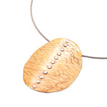 Mixed metal pendant necklace, 'Sunset On Sea' - Artisan Crafted Modern Mixed Metal Pendant Necklace