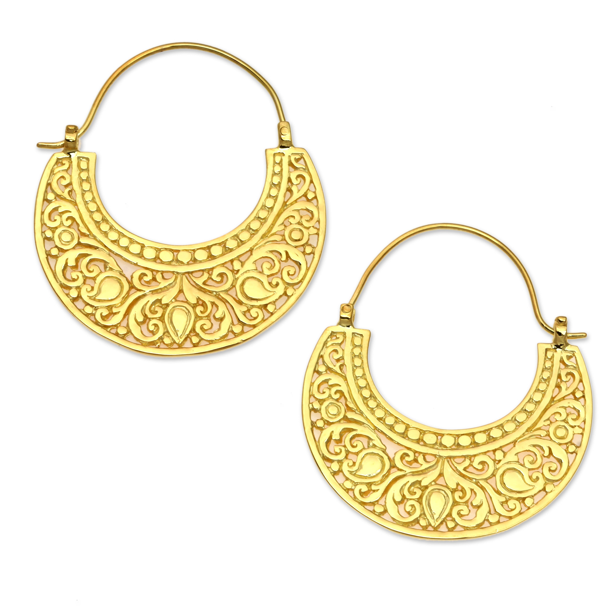 Ornate 22k Gold Vermeil Hoop Earrings from Indonesia - Garden of Eden ...